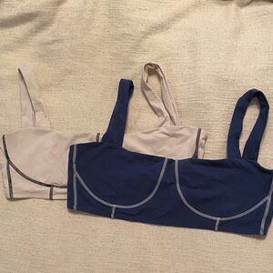 WeWoreWhat Navy and Cream Sports Bras